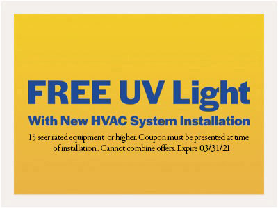 Free UV Light with New HVAC System Installation